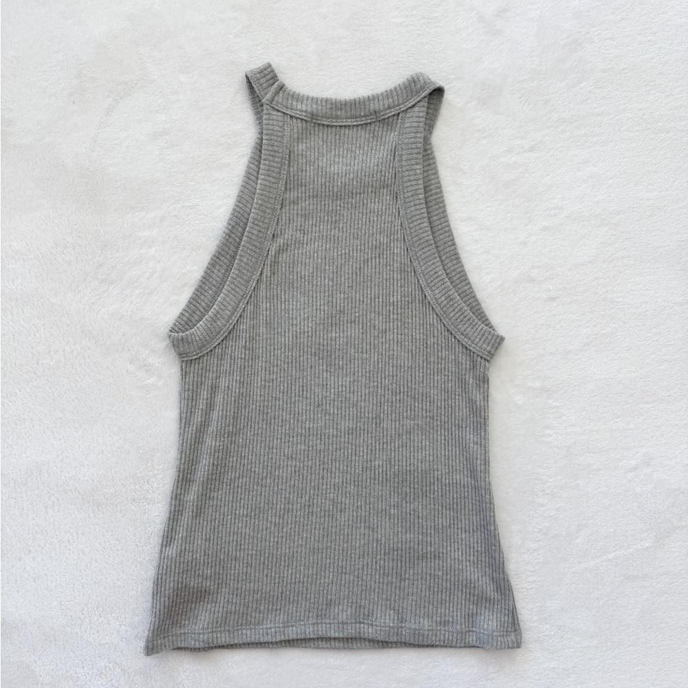 Project Social T Gray Ribbed High Neck Tank Top Minimalist Staple Size S - Picture 3 of 4
